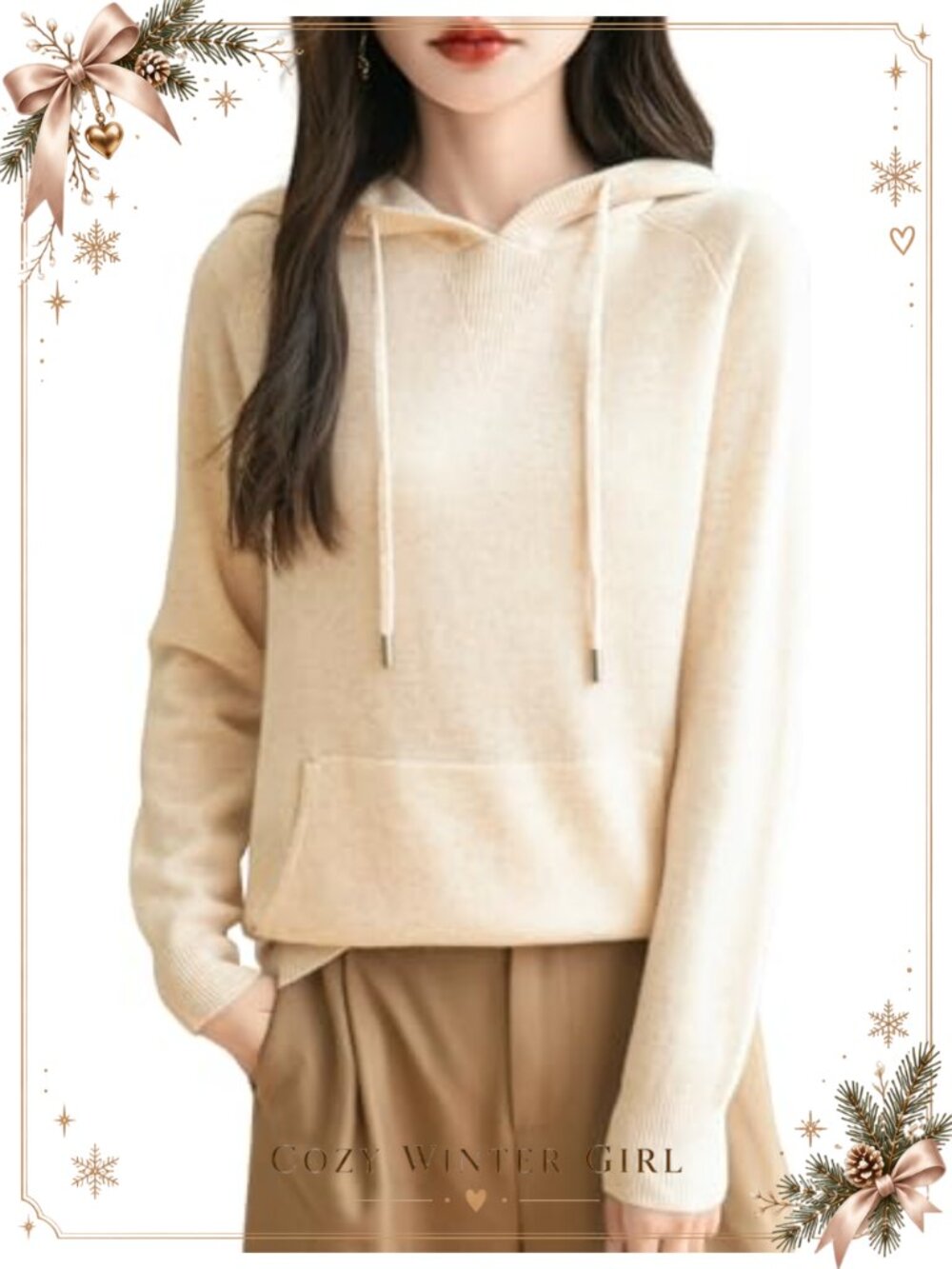 100% Merino Wool Hoodie Sweater Kangaroo Pocket Long Sleeve